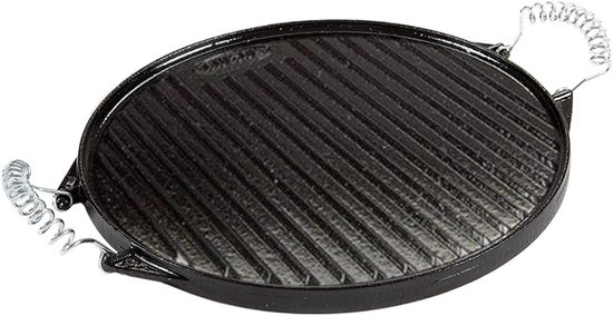 Gietijzeren Grillplaat - Bakplaat BBQ - Buiten Koken - Stevig Gietijzer - Ø 32 cm - Zwart — afbeelding 3