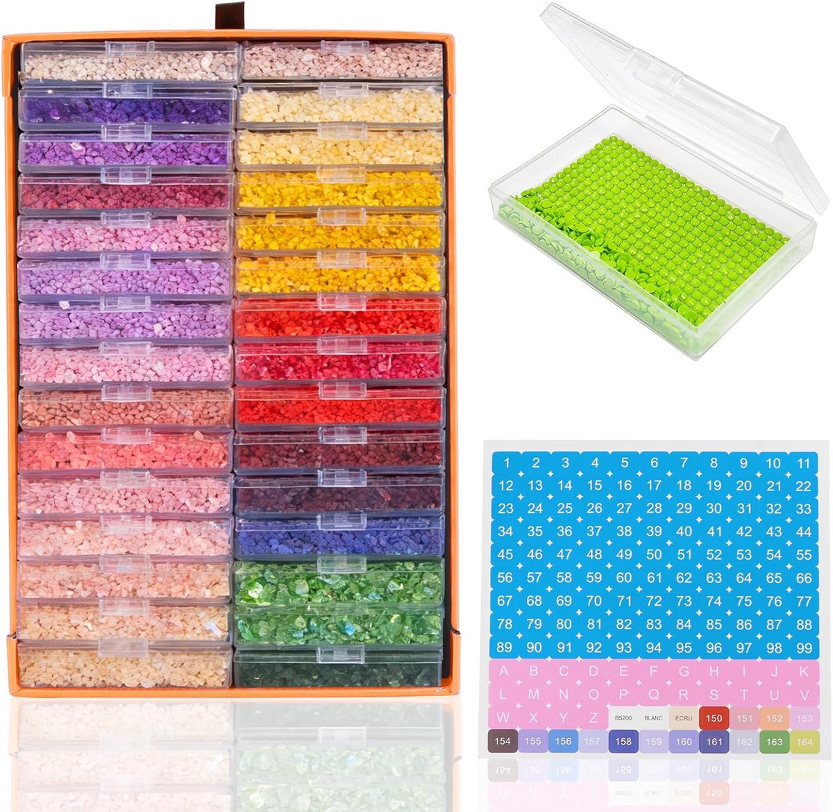 30 stuks opbergdoos voor diamantschilderen, met deksel, 2-in-1 diamantschilderaccessoires, dozen met etiketten, sorteerdozen voor kleine onderdelen, manicure, kralen, strassteentjes