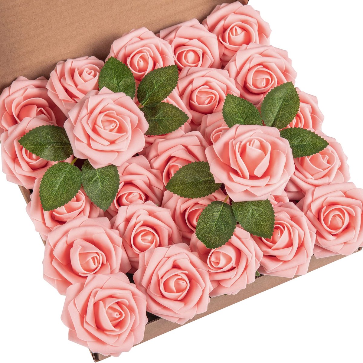 Kunstmatige rozen bloemen neprozen met stengels echte touch schuim bloemen voor doe-het-zelf bruiloft boeket baby shower middelpunt bloemstuk feest woondecoratie (perzik)