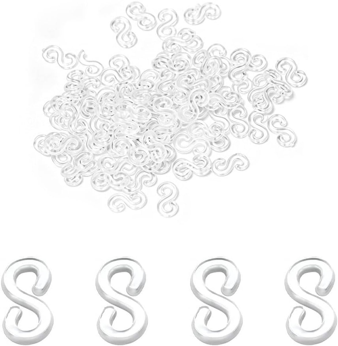 Loom Bands S Clips, 1000 transparante kit voor het weven van kettingen, sieraden, knutselen, doe-het-zelf armband connector navulling