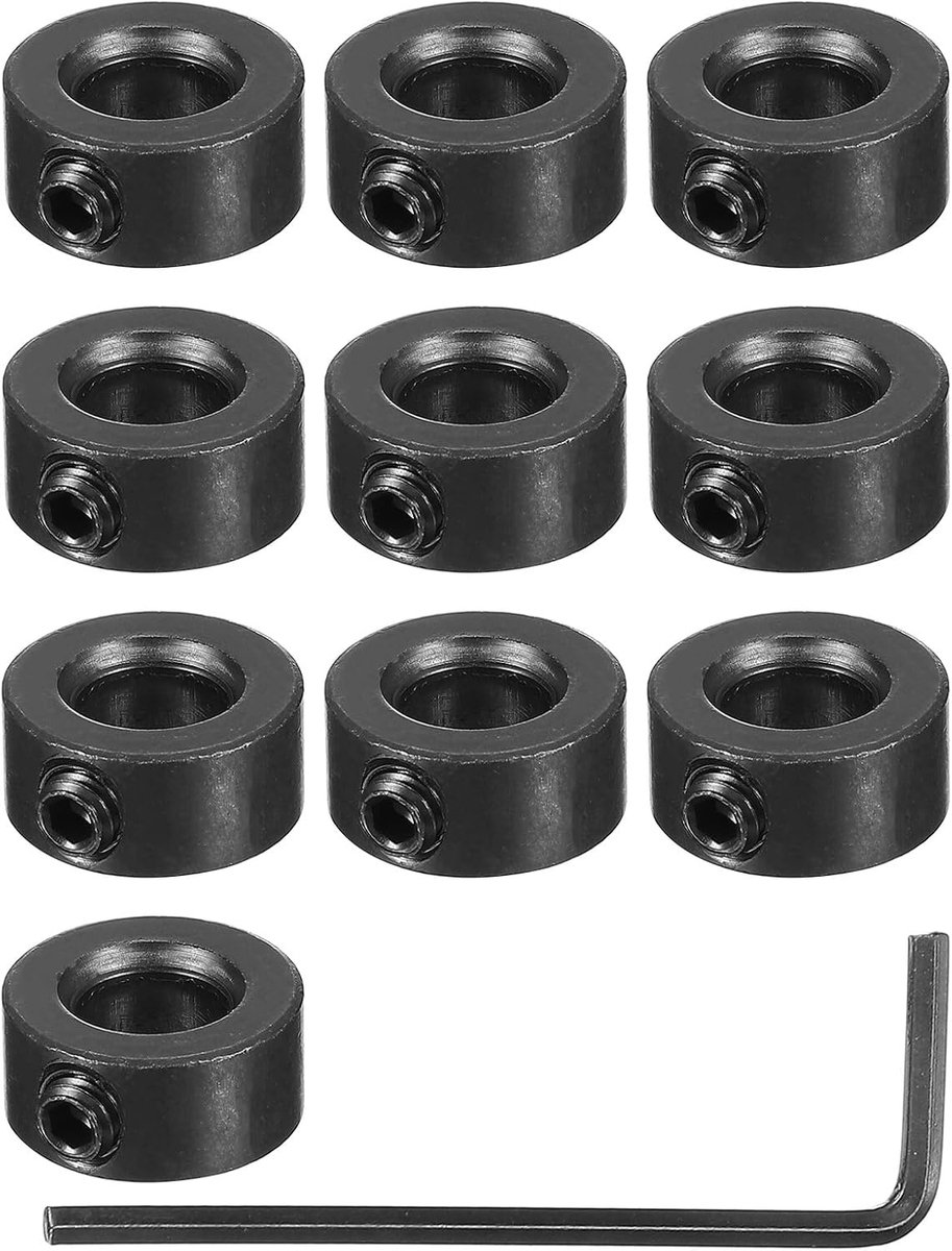 Boring 5/16 inch golfkraag 5/8 inch OD 5/16 inch dik, 10 stuks koolstofstalen zijklauwkraag met schroefdraadstift en sleutel voor de machinebouwindustrie, zilver