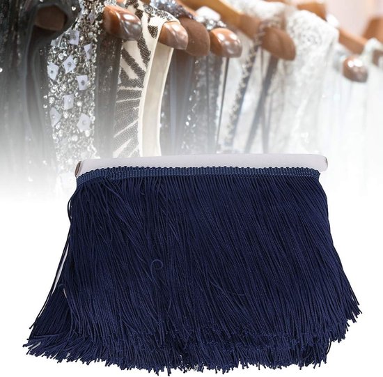10yd 14cm Fringe Kwastje Polyester Kant Trim voor Naaien Toneelkostuums en Decoraties in 5 Kleuren (marineblauw) — afbeelding 2
