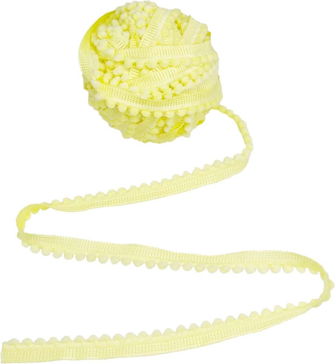 11 Yard Poms Balls met franjes, franjes, kwastjes, kwastjes, puntballen met pompon, voor naaien, knutselen, party, decoratie, 13 mm, geel