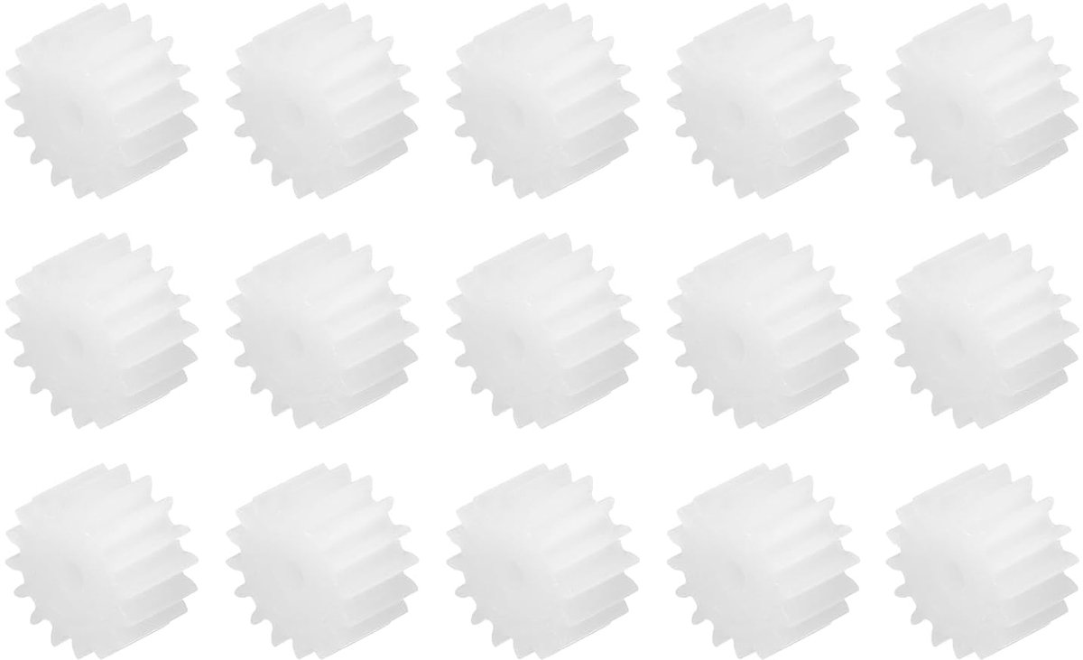 15 stuks tandwielen van kunststof, 16 tanden, model van kunststof, met versnellingsbak, as 162 AA reduceertransmissie voor doe-het-zelf robot, model auto, RC, witte module 0,5
