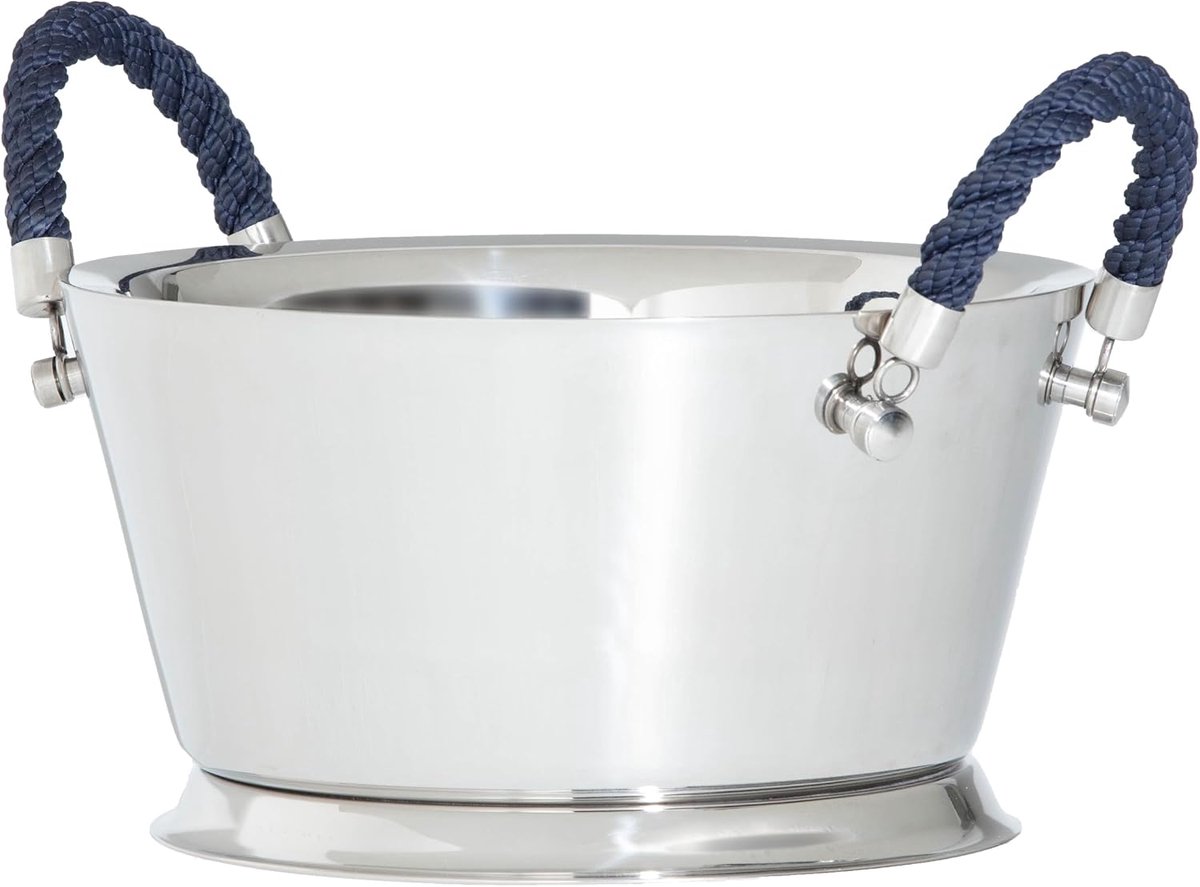 Wijnschaal Avelengo met touwgrepen, dubbelwandige champagnekoelschaal, elegant design, 37 cm diameter, 20 cm hoog, optimaal temperatuurbehoud