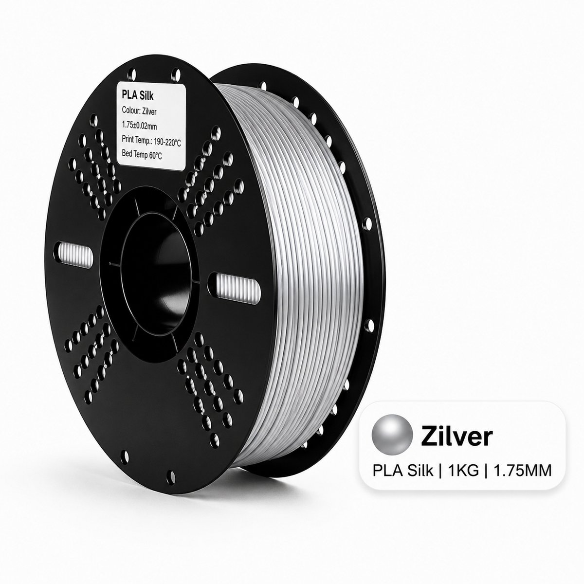 PLA Silk Filament – Zilver – 1.75mm – 1KG – Koppelprint