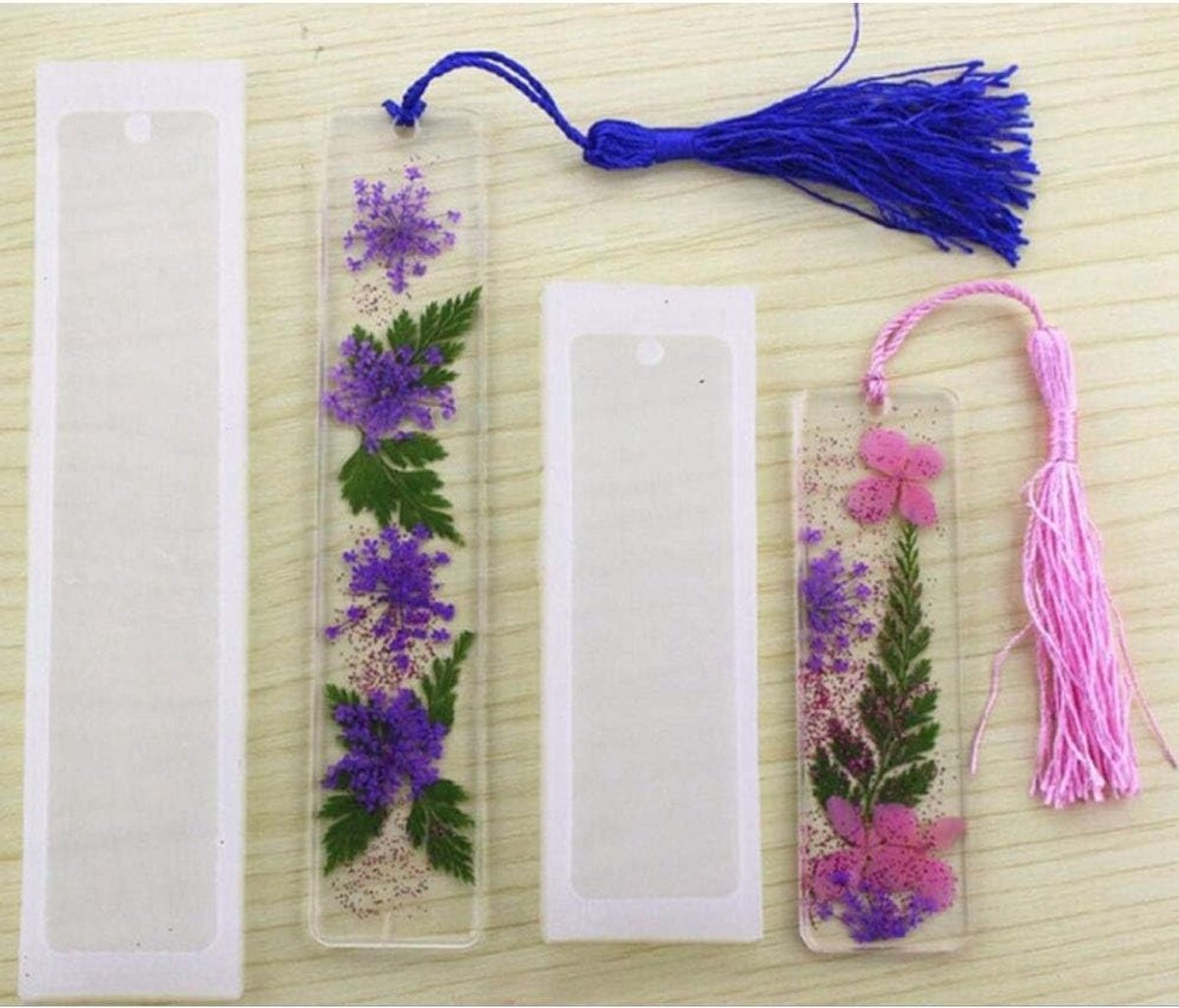 SnelShoppen - 2 Stuks Rechthoekige DIY Boekenlegger Siliconen Gietmal voor Resin Sieraden Ambachten, Herbruikbaar en Flexibel, Perfect voor Sleutelhan