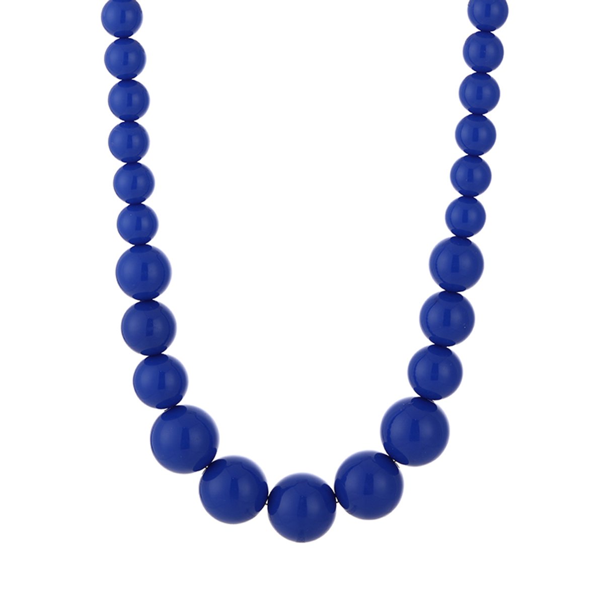 Graduated Round Bead Necklace – Kralen Ketting – RVS - Blauw