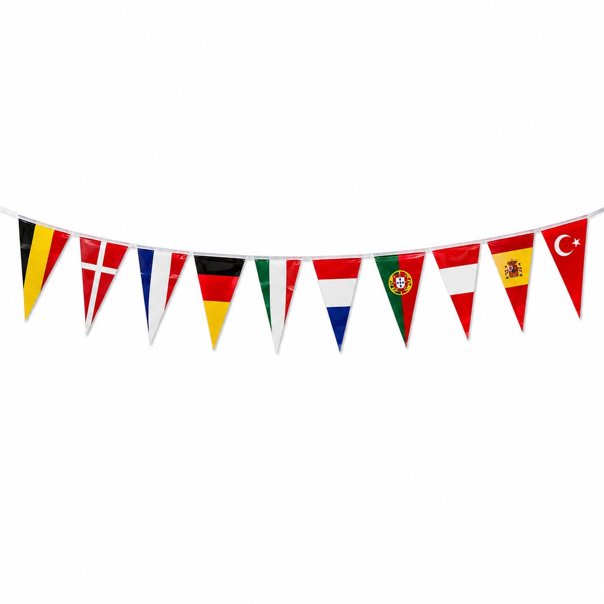 Internationale Vlaggenlijn 5 Meter - 10 Landenvlaggen - Wereldvlaggen Slinger - Feestversiering Voetbal & EK WK