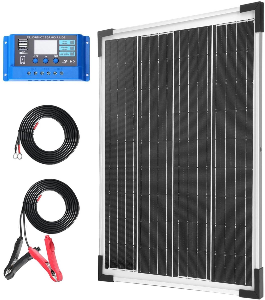 Zonnepaneel Set - Zonne-energie Systeem - Netonafhankelijk Laden - Complete Installatie - 20 Watt - Zwart