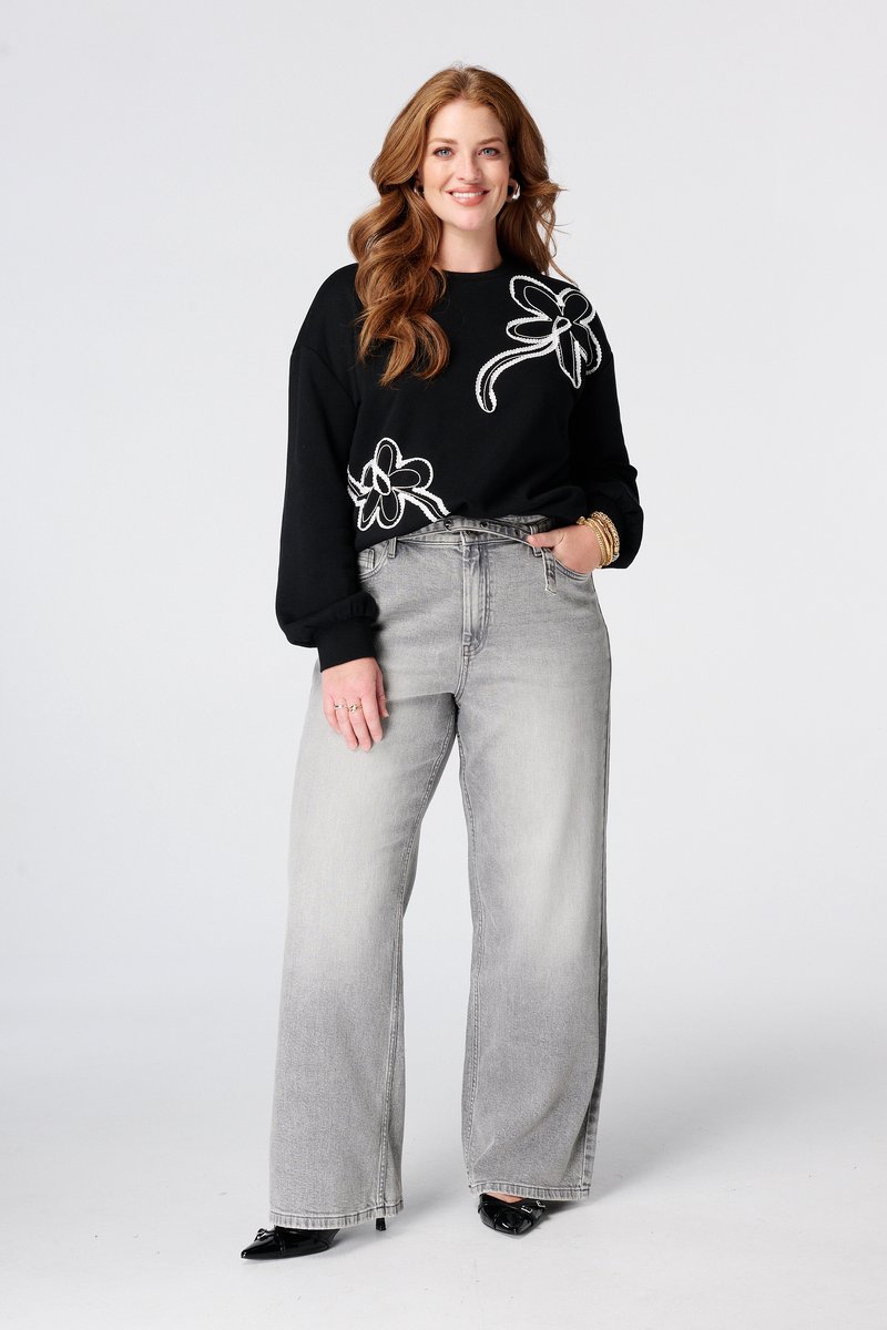MS Mode Jeans Wide leg jeans met riempje
