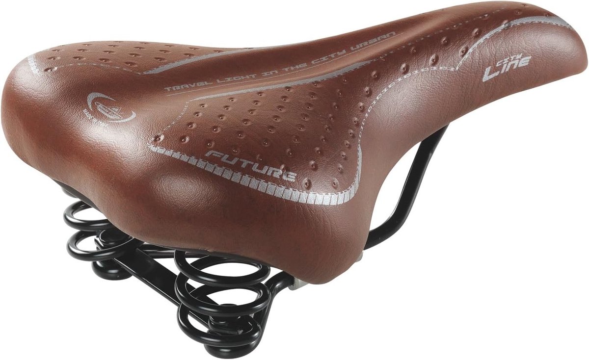 SnelShoppen - Unisex Fietszadel Monte Grappa Future met Veer - Bruin - Geschikt voor Alle Racefietsen - Hoogwaardige Materialen - Eenmaat