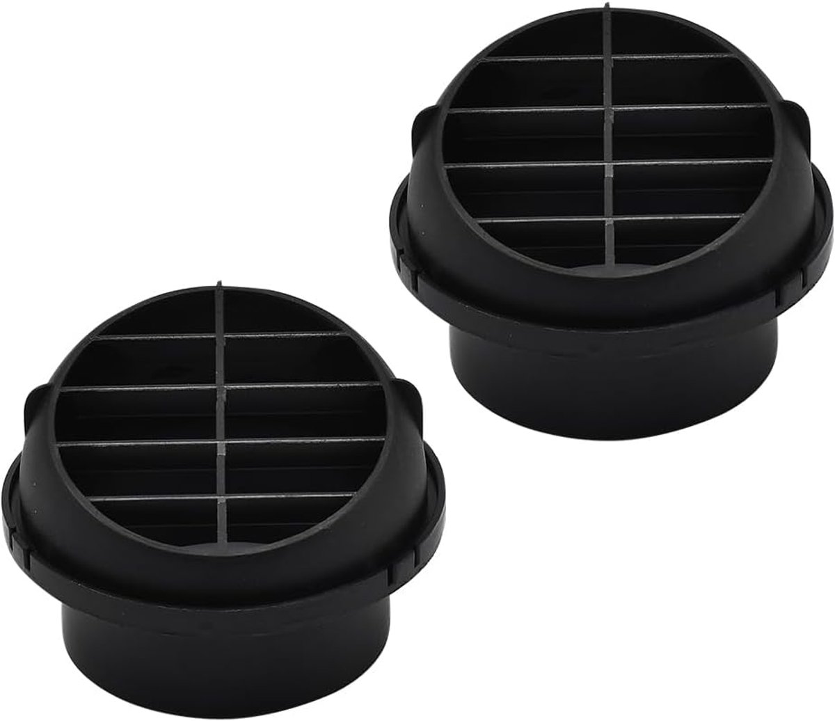 2 stuks warme ontluchtingsuitlaat, 360 ° draaibare autoverwarming kanaalslang pijp warme ontluchter uitlaat kunststof kanaalverwarming ontluchter uitlaat voor auto auto bus RV ATV (rond, gat