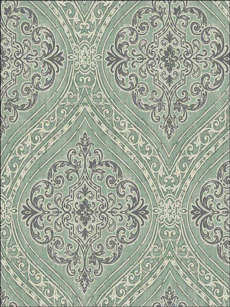 GROEN BAROK BEHANG ENGELSE STIJL 173130