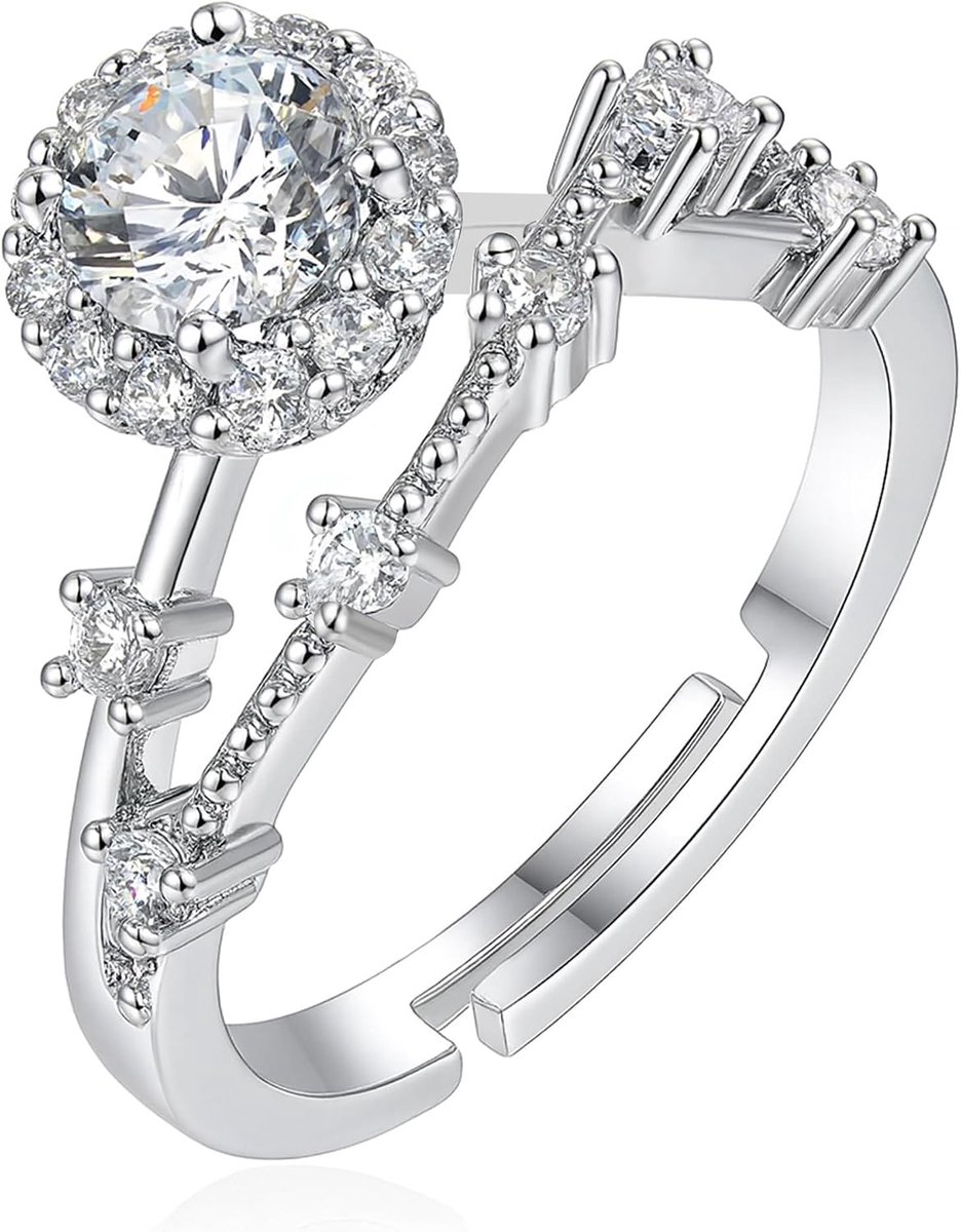 Ronde Cz Ring Voor Dames, Messing Solitaire Cz Kristal Belofte Sieraden, Elegant Sprankend Geschenk