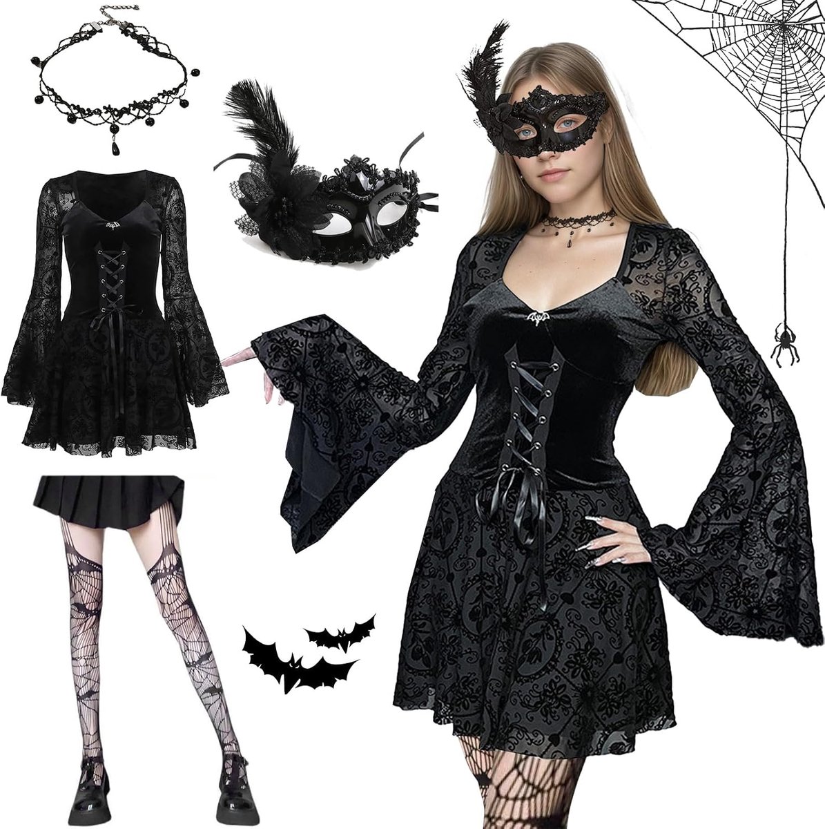 vampierkostuum, gothic jurk, carnavalskostuum