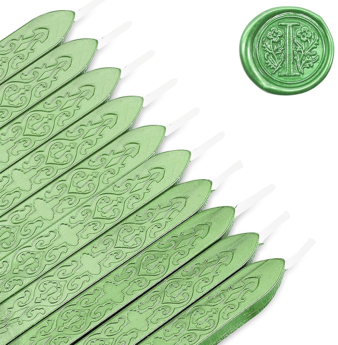 10 stuks groene zegelwas met lonten, vintage afdichtingswas, waszegelstok, zegelwas, groene zegellak voor brief en waszegel stempel (lichtgroen)