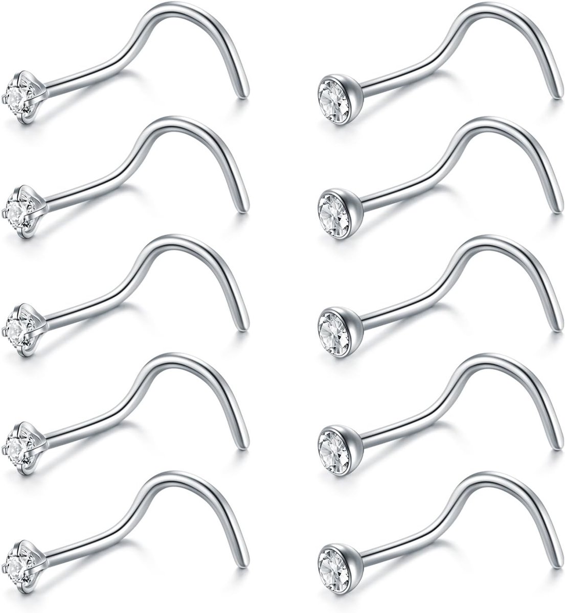 18 g 20 g neuspiercing ringen chirurgisch staal dames neus stud ring schroef neuspiercing diamant CZ Nostril piercing zilver goud