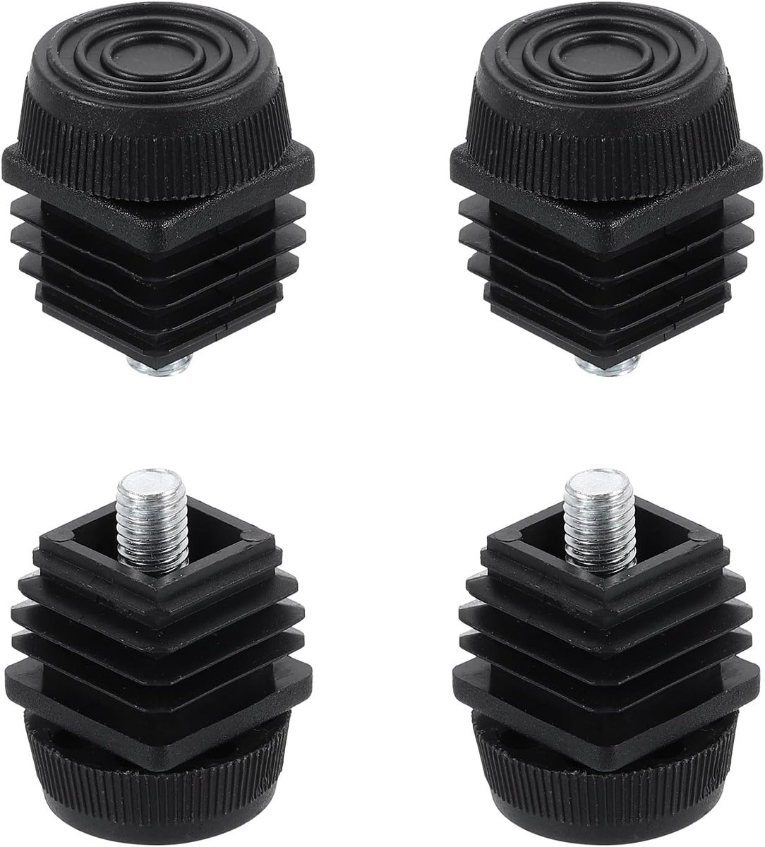 25x25mm (LxB) Verstelbare stelvoeten - 4Sets - Goed voor Meubels - Vierkante Insert Kit Meubelglijder - Zwart