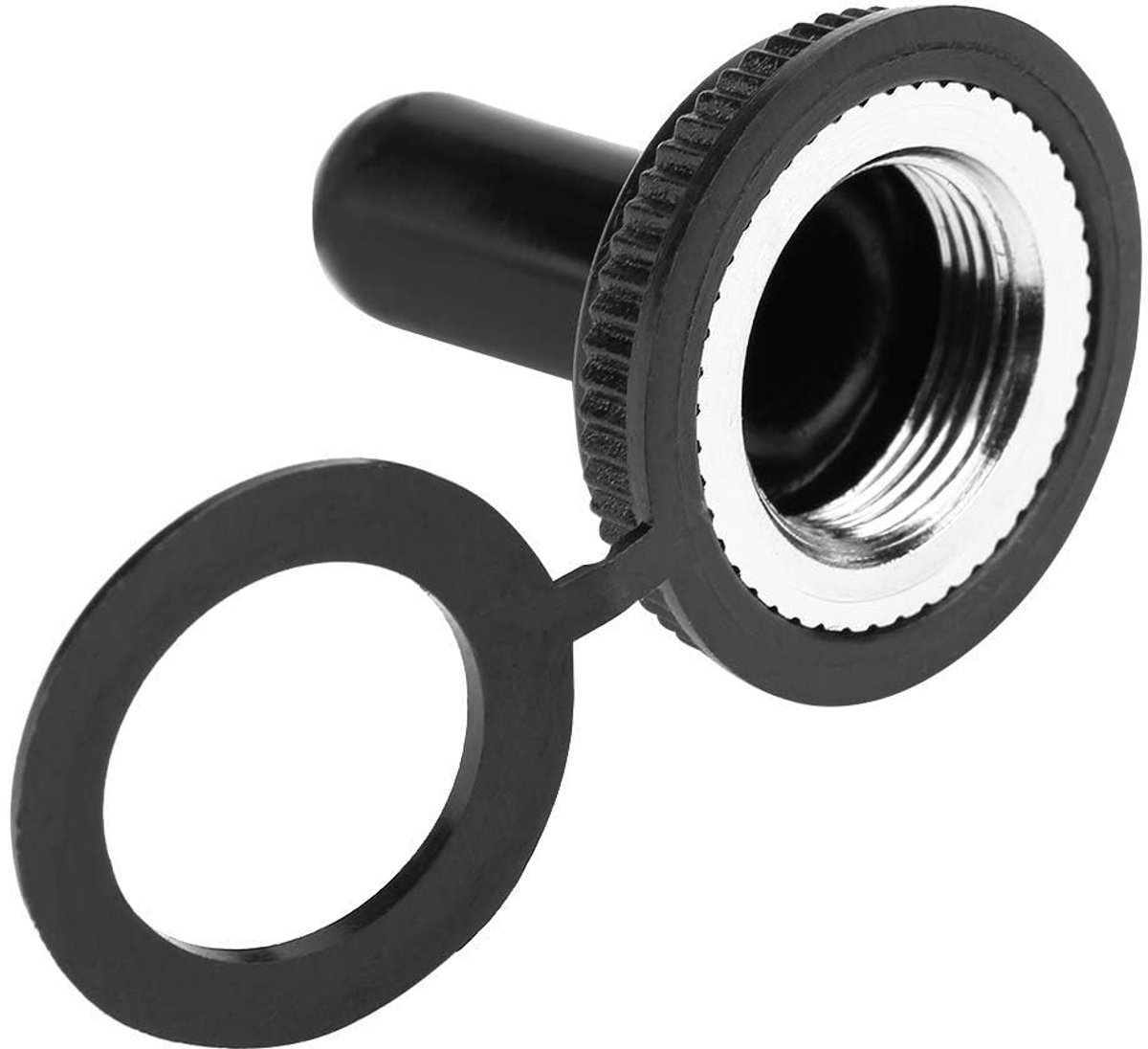 dop met tuimelschakelaar, 20 stuks, 12 mm, tuimelaar, waterdichte rubberen beschermkap, zwart