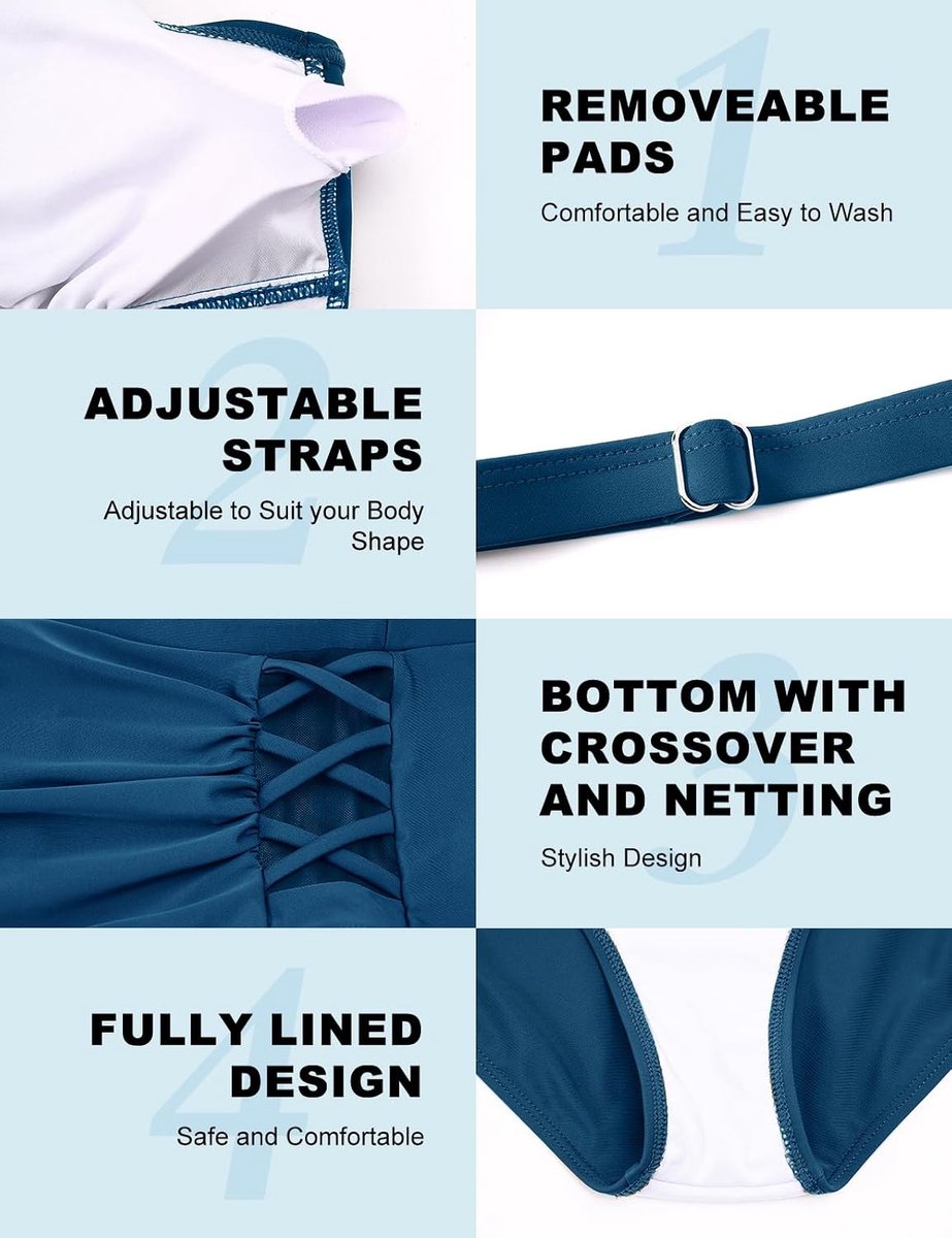 Tweedelige bikiniset voor dames, zwemkostuum, badpakken, push-up, Criss Cross Bikinitops, hoge taille, bikinibroekje, buikcontrole, badpakken, badmode