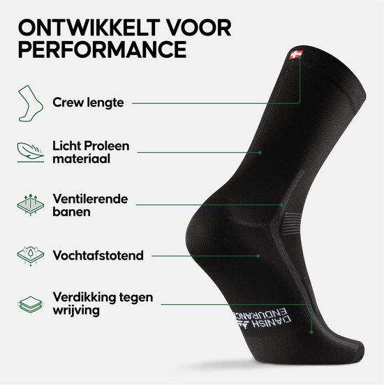DANISH ENDURANCE Performance Crew Fietssokken - Gevoerd Ademend & Sneldrogend - Unisex - 3 paar - Maat 35-38 — afbeelding 3