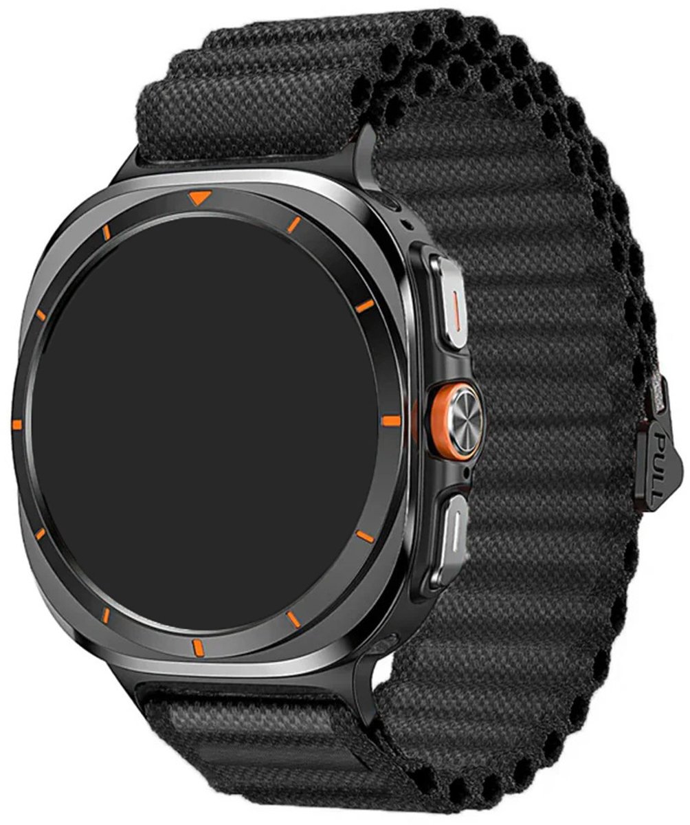Stravo Outdoor Nylon Trail Loop Bandje – Geschikt voor Samsung Galaxy Watch Ultra 47mm (2024/2025) / Ultra 2 47mm (2026) – Verstelbaar Sport Horlogebandje – Zwart