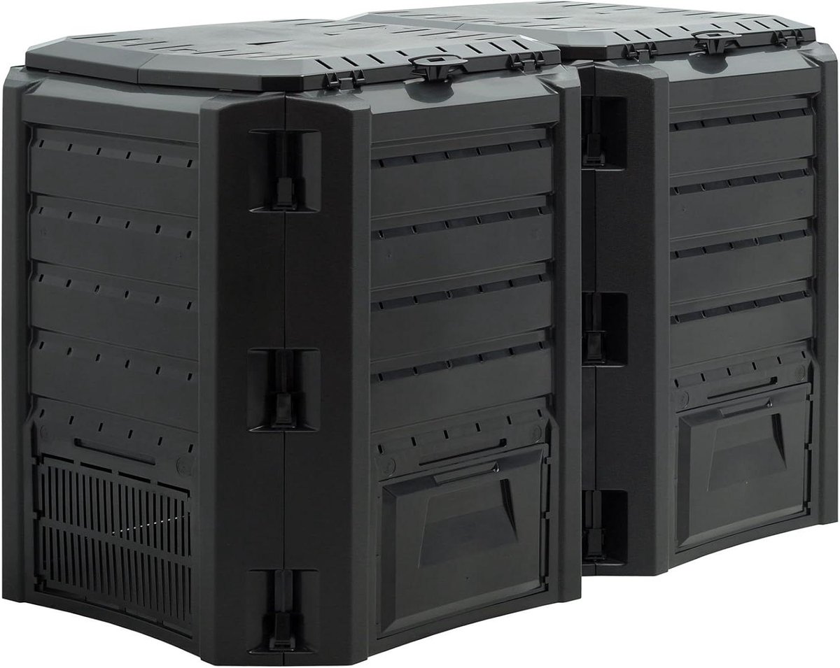 Composter Bak - Tuincomposter Thermo - Afval Verwerken - Snelle Omzetting - 800 L - Zwart