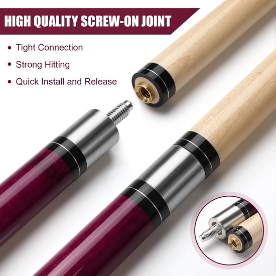 Biljartkeu - Keu stok - Biljart spelen - Houten keu - 58 inch - Rood — afbeelding 3