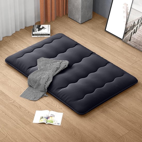 Vloermatras - Futonmatras Tatamimat - Flexibel Slapen - Opvouwbaar Draagbaar - 140 x 200 cm - Zwart — afbeelding 3