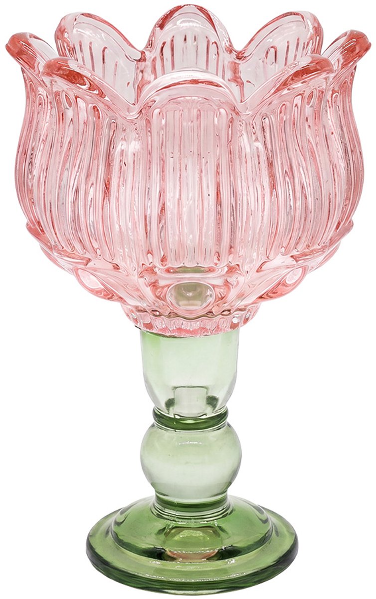 Clayre & Eef Waxinelichthouder Roze Glas