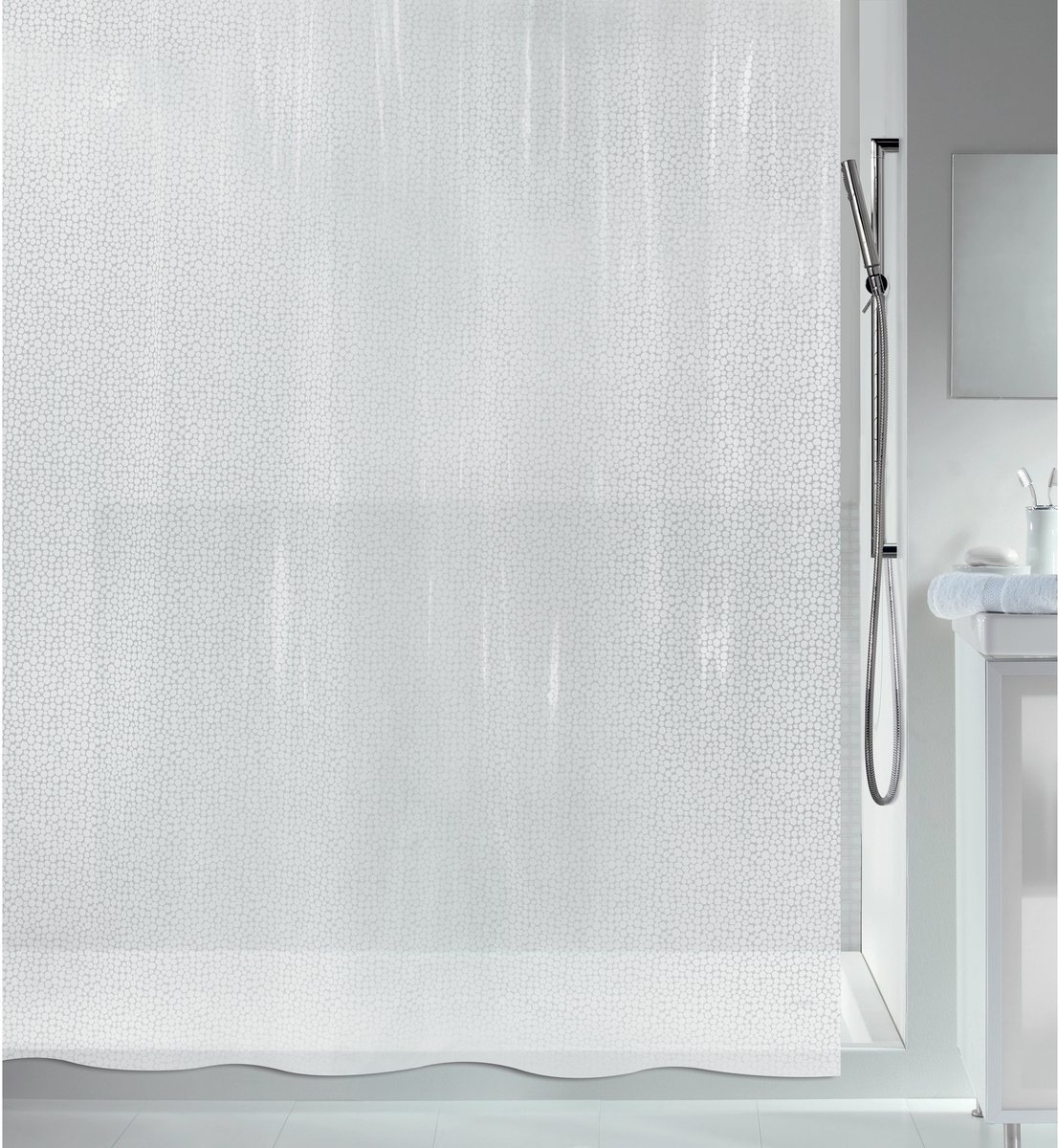 Spirella Douchegordijn met Waterdruppel Design – Waterdicht PEVA Douchegordijn voor een Stijlvolle Badkamer