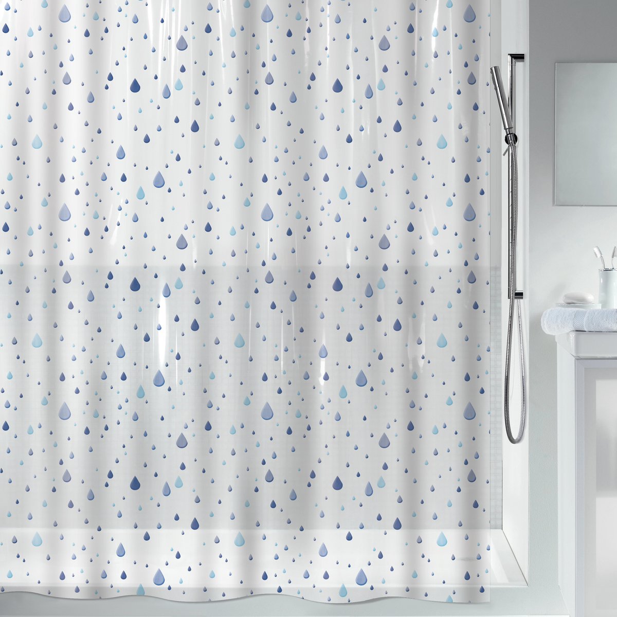 Spirella Douchegordijn met Waterdruppel Design – Waterdicht Douchegordijn voor een Stijlvolle Badkamer
