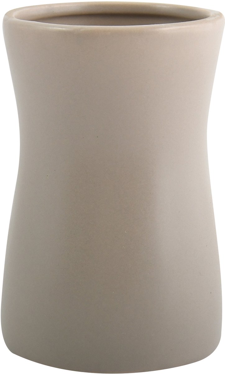 MSV Tandenborstelhouder Palma – Badkamertumbler voor Tandenborstel en Tandpasta – Badkameraccessoires – Taupe – 8 x 12 cm