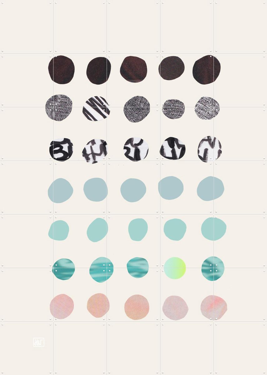IXXI Piece By Peace Teal, Henriette Visscher - 100 x 140 cm - Gratis ophangtool - Grote wanddecoratie en posters - Illustraties, Speels, Minimalisme