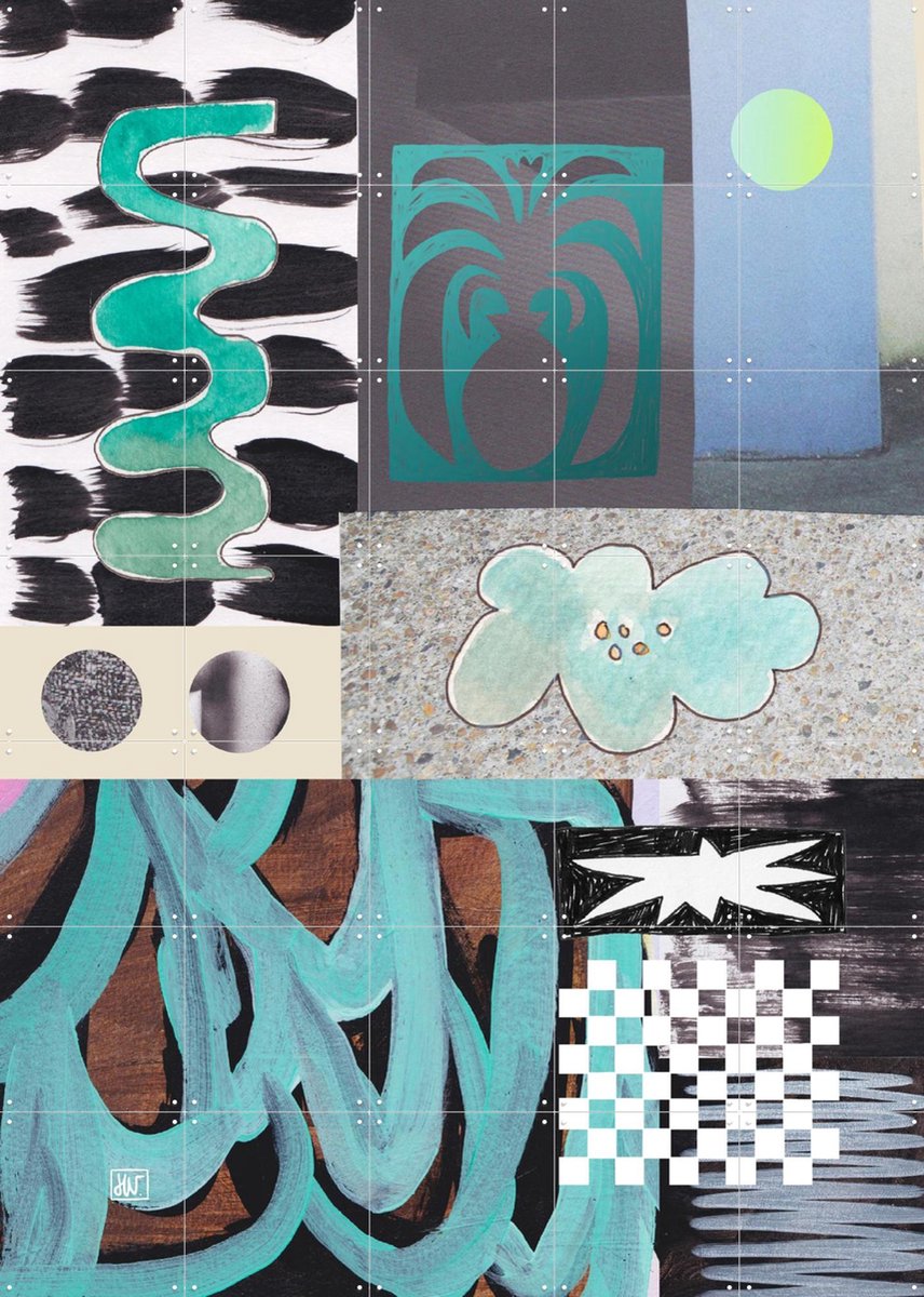 IXXI Teal Rising, Henriette Visscher - 100 x 140 cm - Gratis ophangtool - Grote wanddecoratie en posters - Fantasierijk, Pop art, Modern, Speels