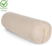 MindBaas - Yoga Bolster - Eco - Crème - Dubbel Gestikt - 60 x 20 cm (lengte x diameter) - Yoga Kussen - Yoga Rol