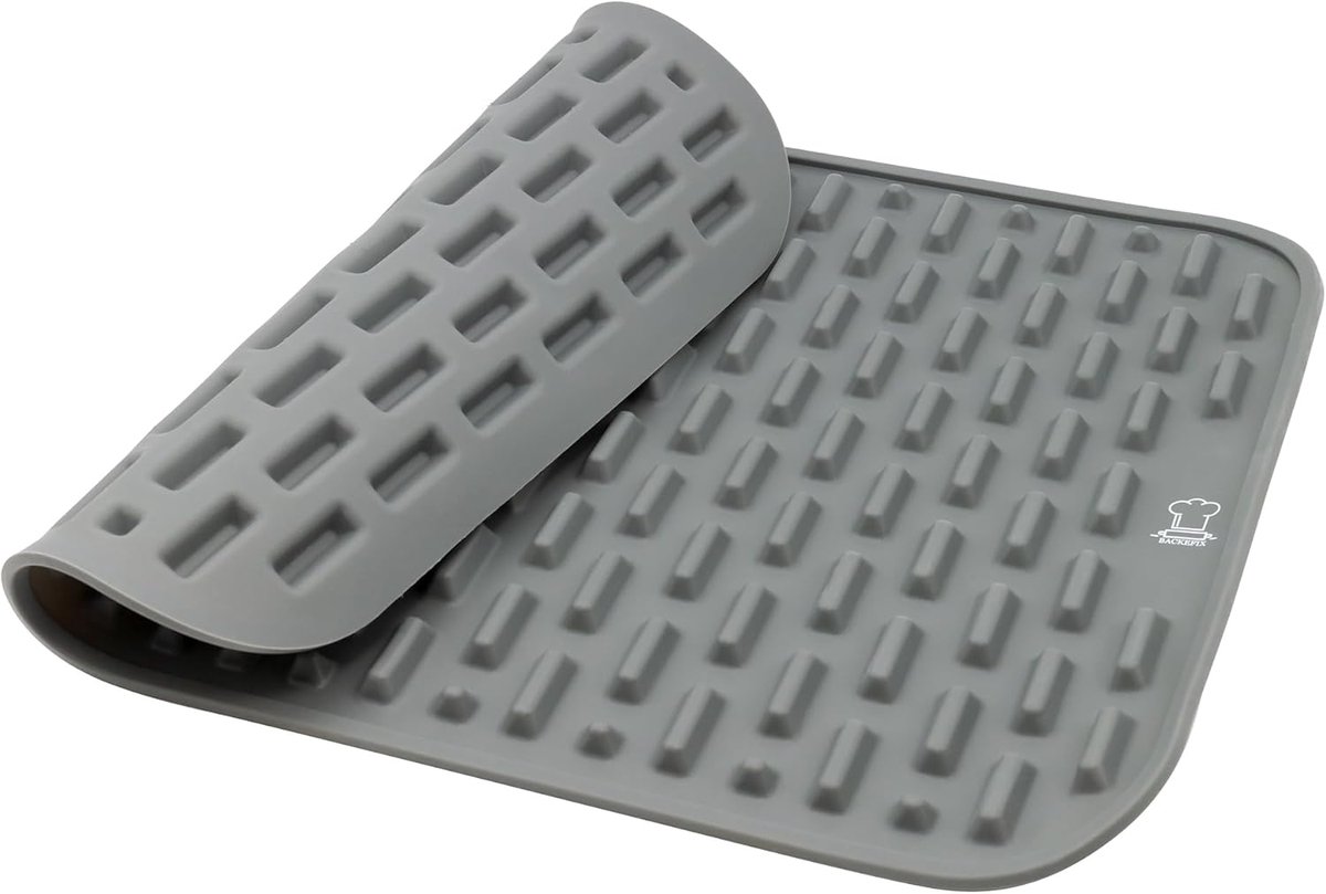 SnelShoppen - Silicone Bakmat met Noppen 40 x 30 cm, Vetvrije Oven en Grillmat voor Gezond Bakken, Grijze Pyramid Bakmat voor Lage Calorieën en Perfec