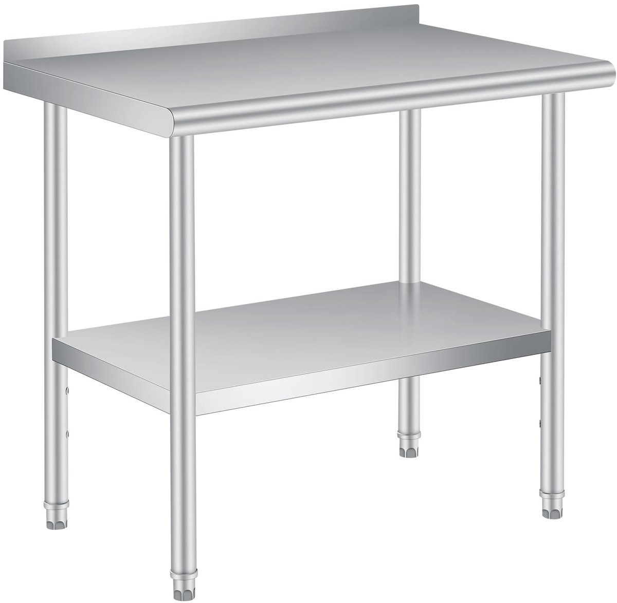 Danky - Roestvrijstalen Werktafel - Met Achterwand en Ronde Hoeken - 122 x 61 cm - 1 stuks