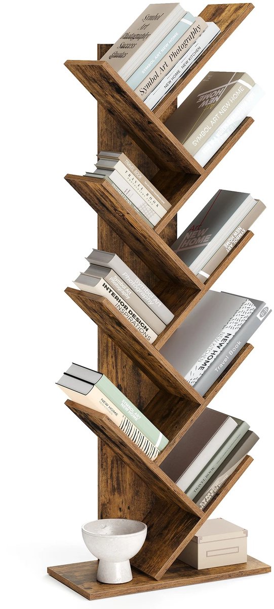 uJOY Boekenkast - Geschikt voor woonkamer, slaapkamer of hal - Kleur bruin - Per plank 10kg - Uniek ontwerp - Boekenrek