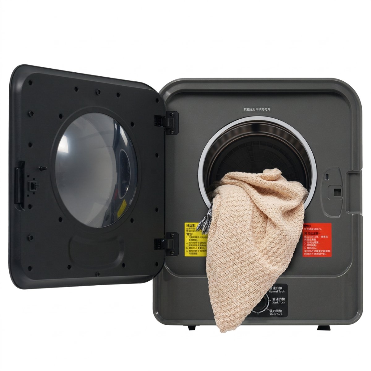Mini Wasdroger - Wanddroger - Compacte Droger - Droogtrommel - 830W - 5 Programma's - 4.5kg - PTC Verwarming - Wandmontage - Appartement - 49,5cm - 1 Stuk - Zwart