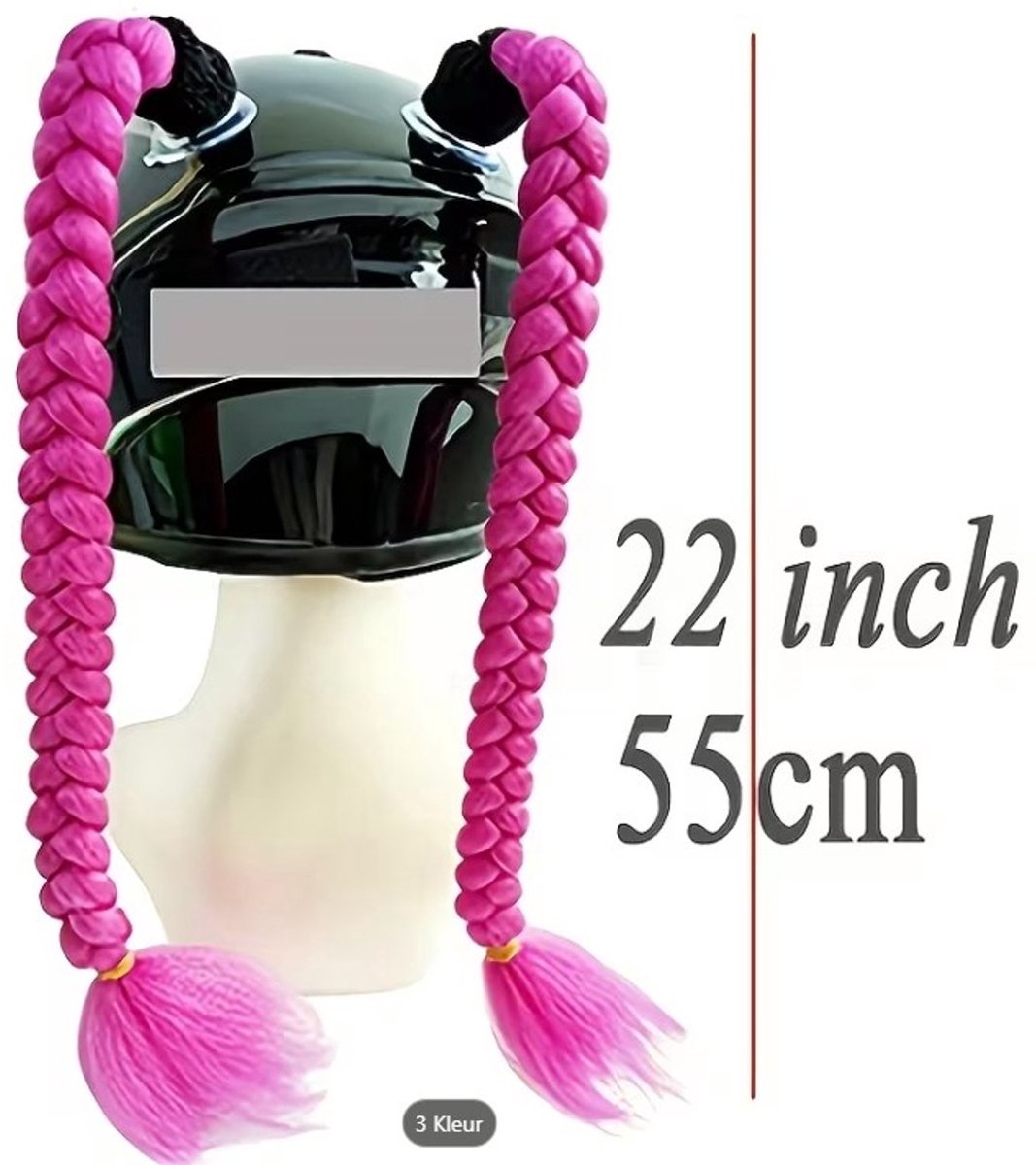 Dailygoods - Dailygoody - Motorhelm Accessoires - Afneembare Paardenstaart - Vlechten voor Helm - Roze Paars - Haarsieraad - Geschikt voor Motorfiets en Fiets