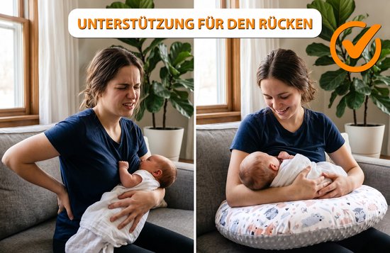 Voedingskussen baby 130 cm C-vorm borstvoedingskussen Nursing Pillow - afneembare Minky hoes ergonomisch wasbaar pasgeboren zacht ademend - OEKO-TEX gecertificeerd Wilde Roos Grijs — afbeelding 3