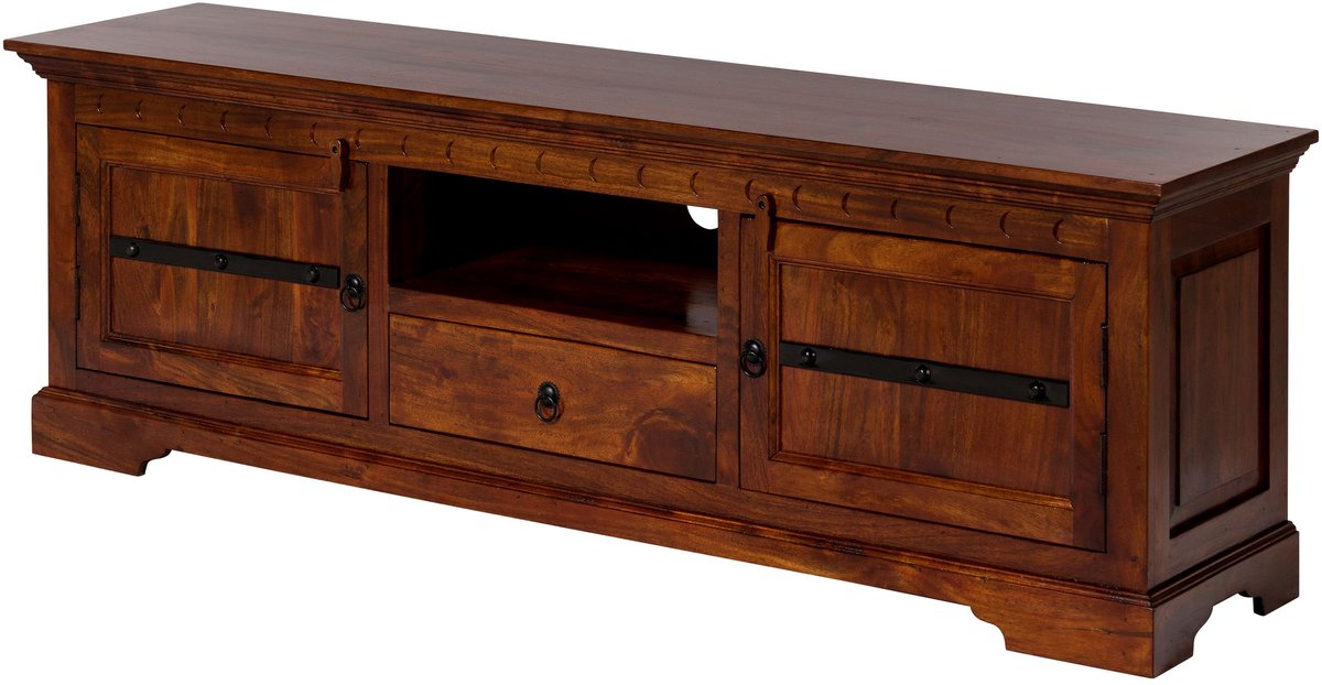 MASSIVMOEBEL24 .DE acacia TV-meubel donkerbruin massief hout 170x40x55 cm (BxTxH) gelakt volledig massief gemonteerd OXFORD #324