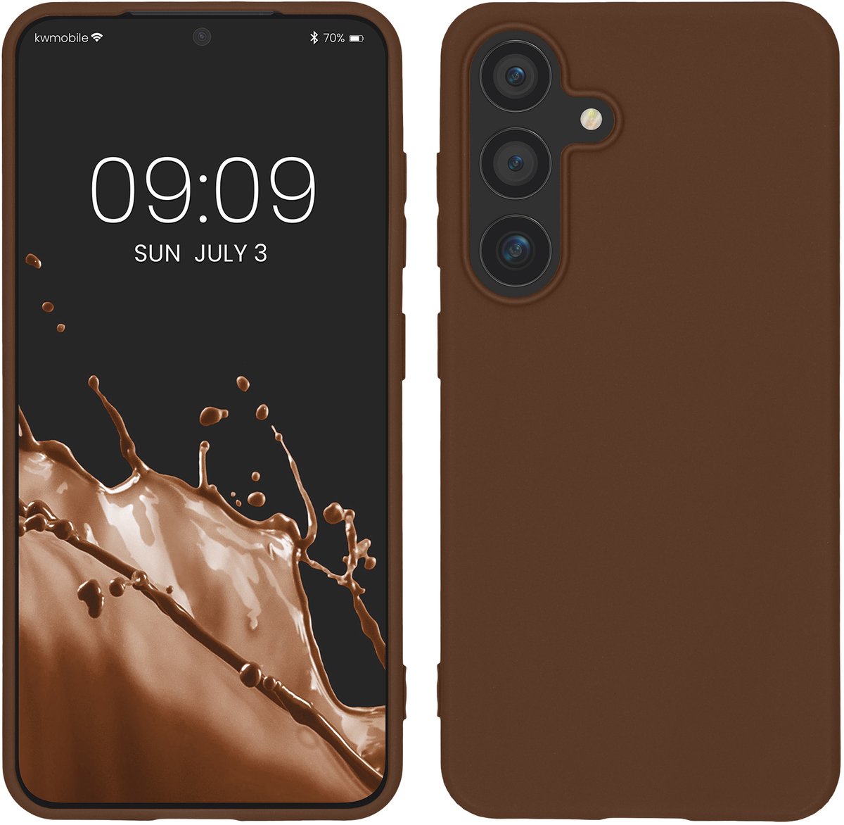 kwmobile telefoonhoesje geschikt voor Samsung Galaxy S25 - Hoesje voor smartphone - Back cover in chocoladebruin