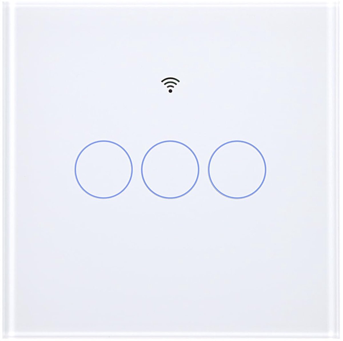 SnelShoppen - Swokely WiFi Wandschakelaar Touchpaneel Glas Smart Home Controle met App en Afstandsbediening (3-weg)
