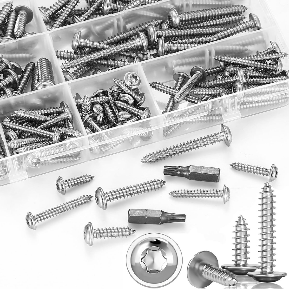150 Stukken Self-tapping M4/M5 (Torx, Houtschroeven, Spanplaat Schroeven), Linsenkop Schroeven, Roestvrijstaal – Universeel Assortiment