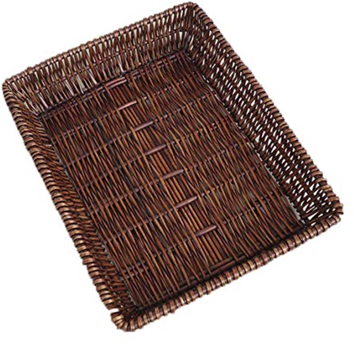 Opbergmand, rotan opbergmand Rieten displaymand Geweven mand Brood Bamboemand Fruitmand Snacks, 4 Maten,Brown,35X25X7CM