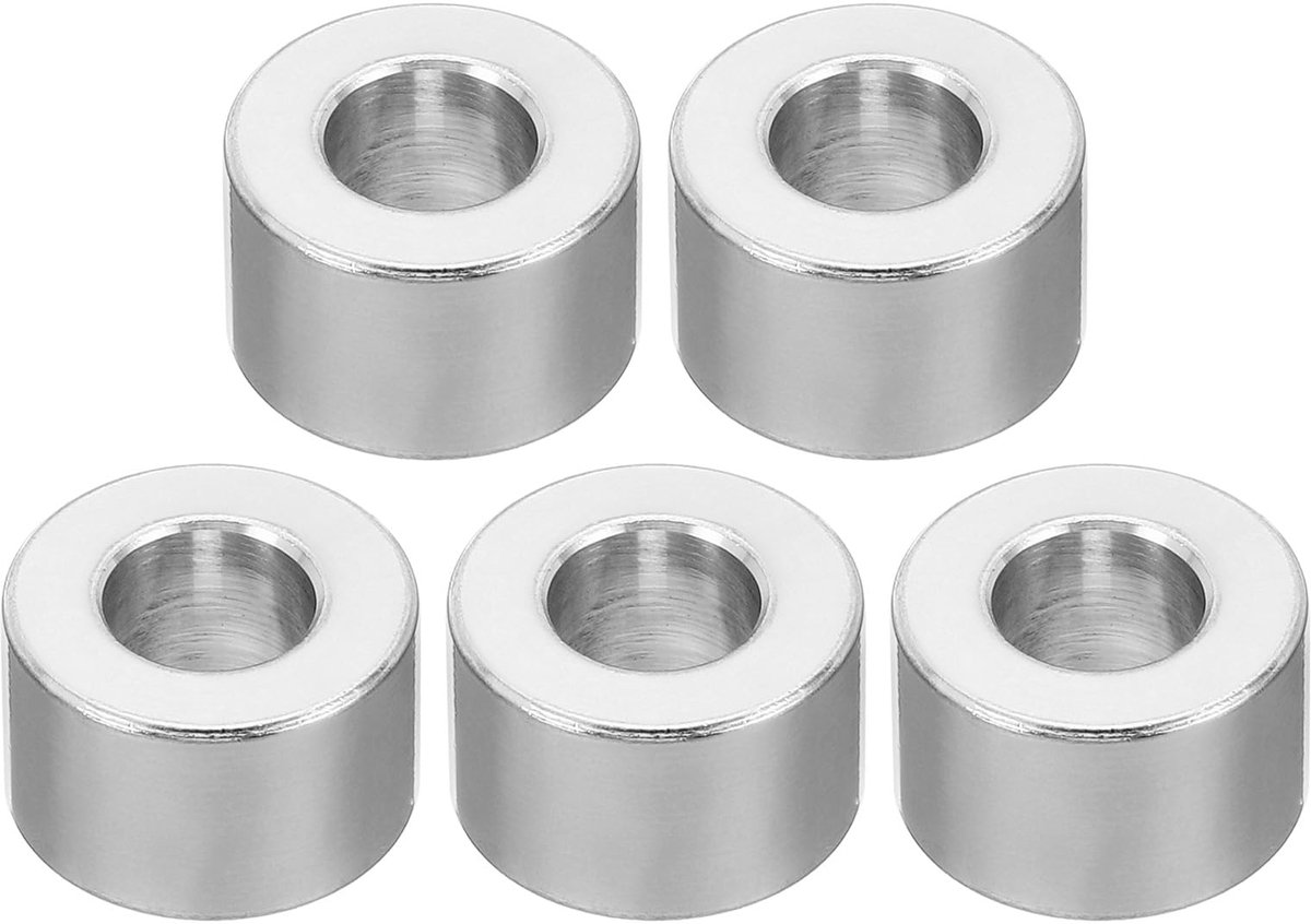 M8 ronde afstandhouders aluminium, 5 stuks metalen afstandhouders 8,2 mm ID x 16 mm OD x 10 mm L dikte aluminium afstandhouder schroef afstandhouder voor 5/16 inch of M8 schroeven bouten