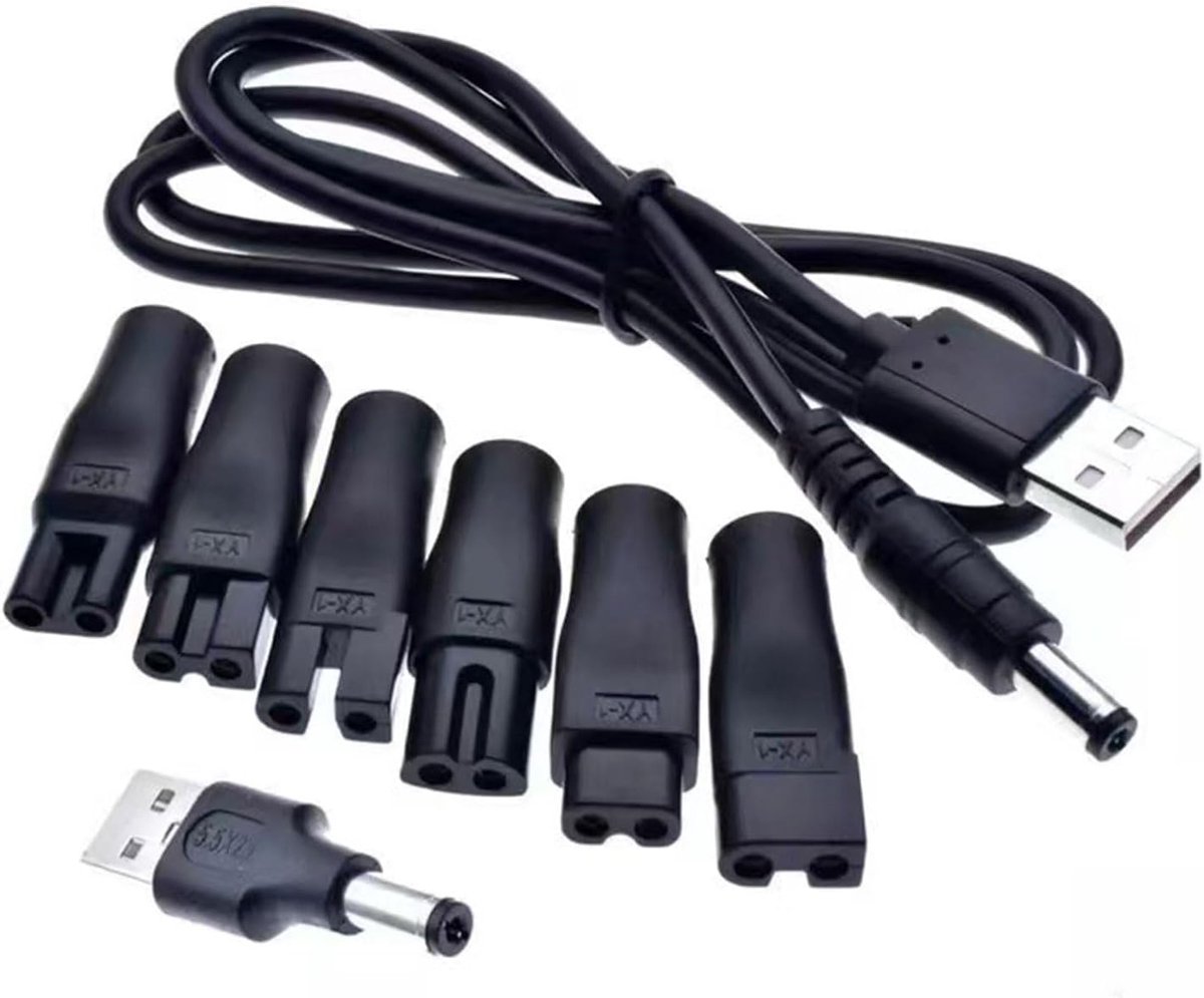 SnelShoppen - Compatibele 5 V USB Oplaadkabel voor Scheerapparaten, Haartrimmers, Onderhoudsapparatuur, 6 Multifunctionele USB Aansluitingen voor Huis